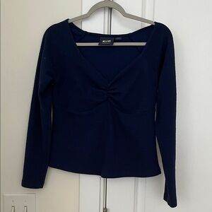 Mauve Navy Long Sleeve Blouse